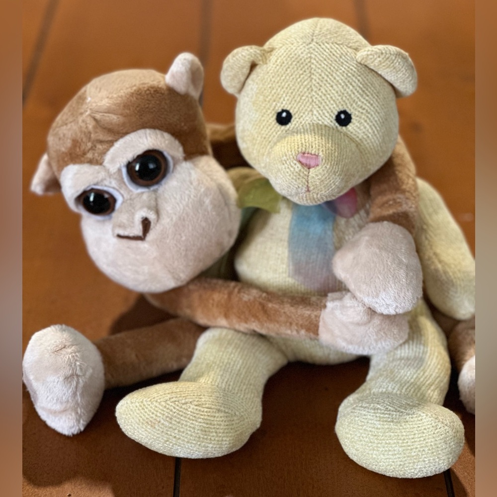 2 Lot Vintage Bear And Monkey